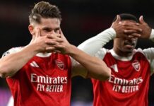 Grad bramek w meczu Arsenalu z Atlético Madryt